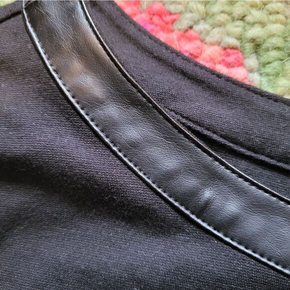 Ralph Lauren Ponte Faux Leather Trim Sheath Dress Black 6 - Picture 3 of 5